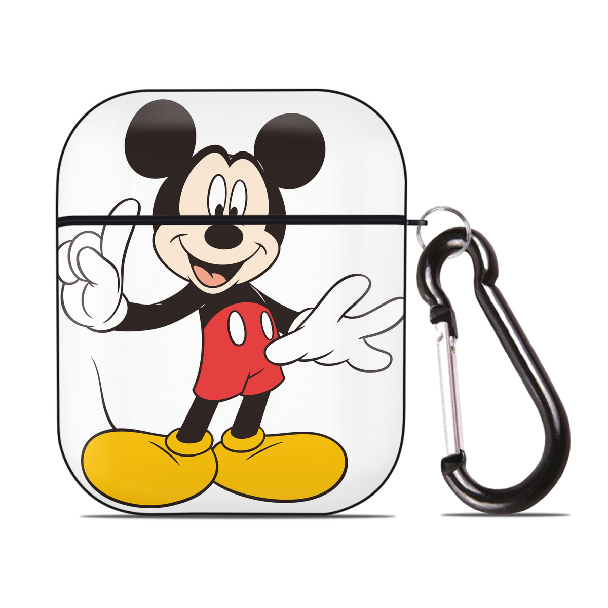 （画像用） ミッキーマウス Mickey Mouse AirPods 第2世代保護ケース ハードシェル ブラック 耐衝撃・防指紋・カラビナ付き
