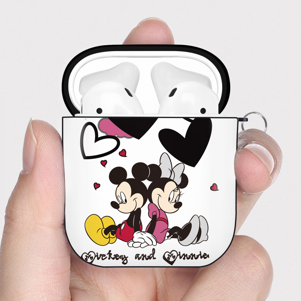 （画像用） ミッキーマウス Mickey Mouse AirPods 第2世代保護ケース ハードシェル ブラック 耐衝撃・防指紋・カラビナ付き