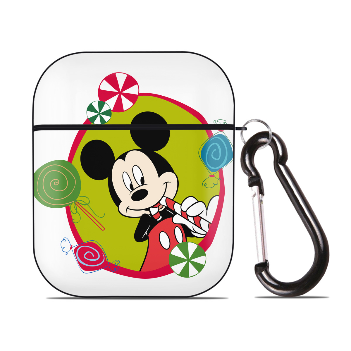 （画像用） ミッキーマウス Mickey Mouse AirPods 第2世代保護ケース ハードシェル ブラック 耐衝撃・防指紋・カラビナ付き