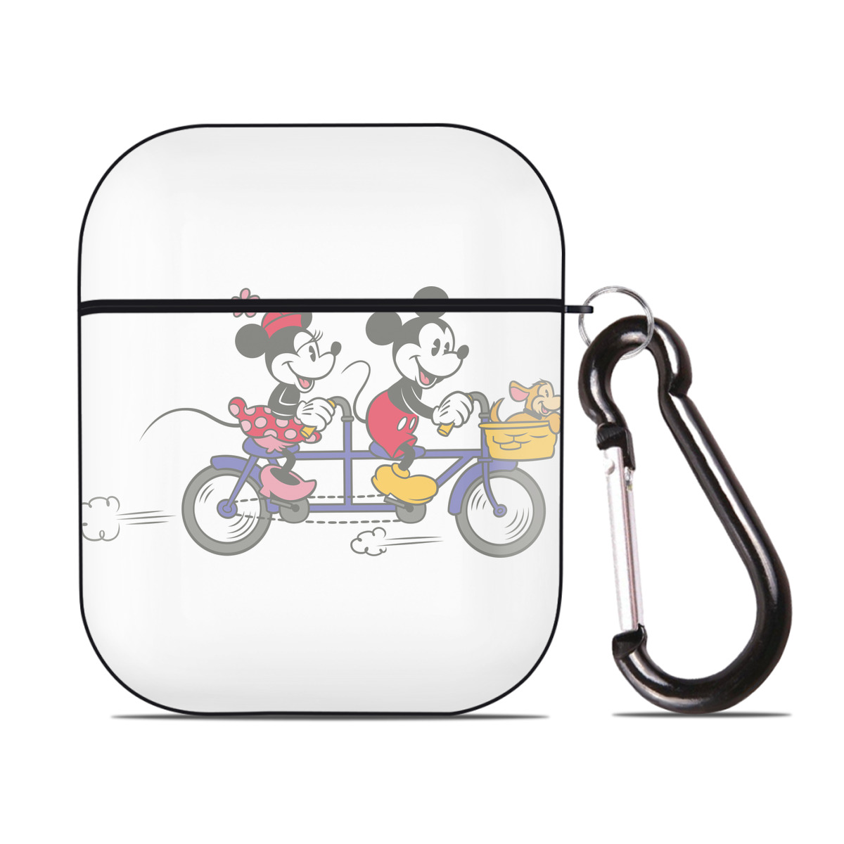 （画像用） ミッキーマウス Mickey Mouse AirPods 第2世代保護ケース ハードシェル ブラック 耐衝撃・防指紋・カラビナ付き