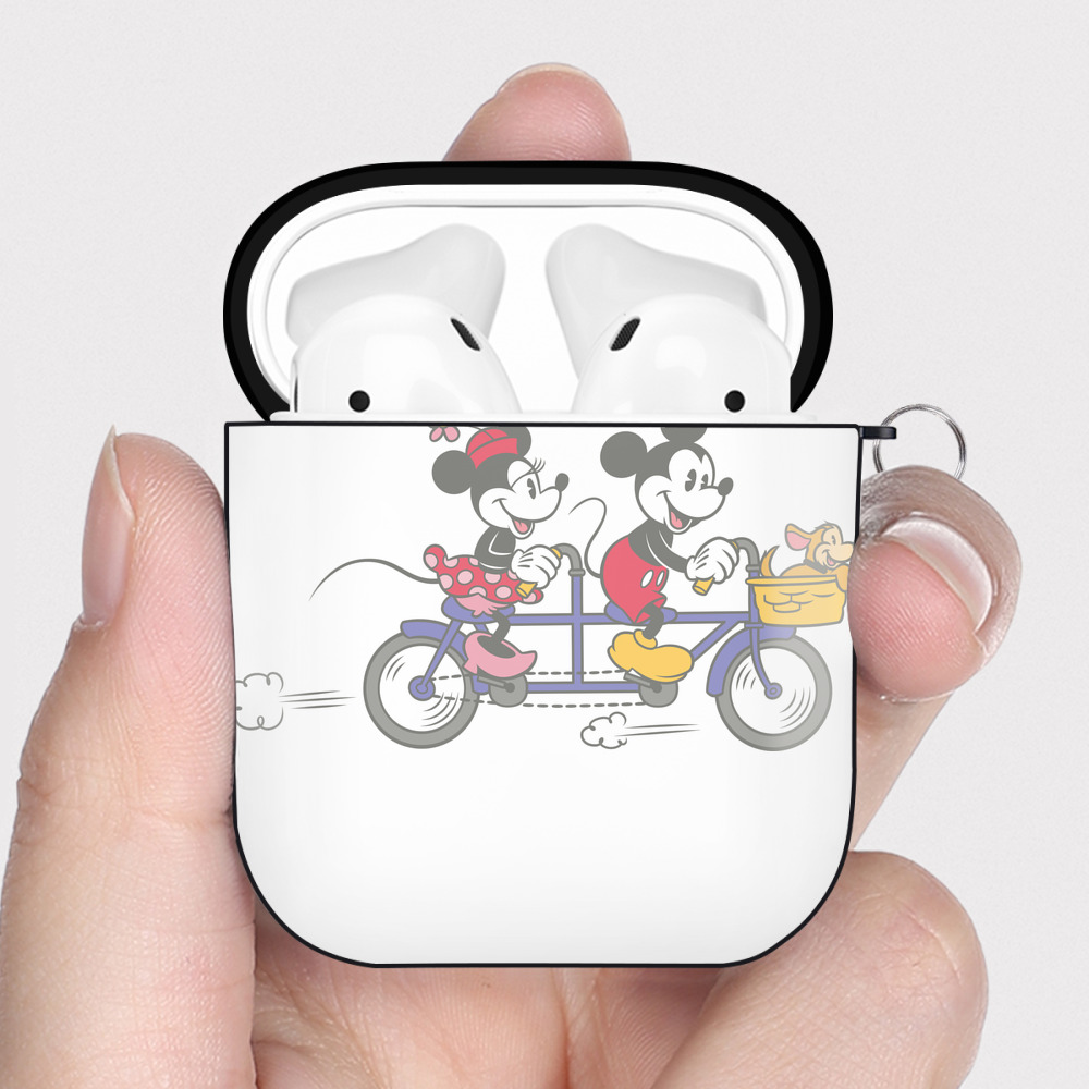 （画像用） ミッキーマウス Mickey Mouse AirPods 第2世代保護ケース ハードシェル ブラック 耐衝撃・防指紋・カラビナ付き