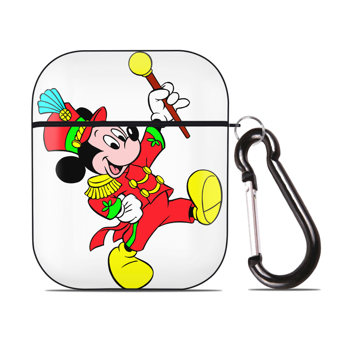 （画像用） ミッキーマウス Mickey Mouse AirPods 第2世代保護ケース ハードシェル ブラック 耐衝撃・防指紋・カラビナ付き
