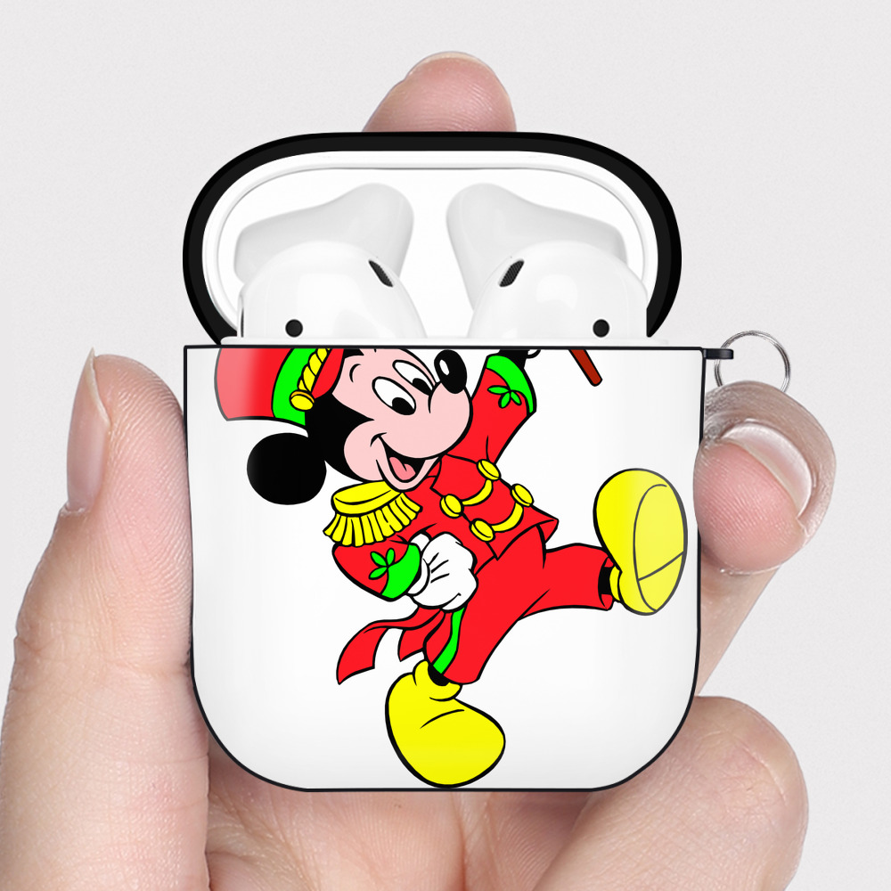 （画像用） ミッキーマウス Mickey Mouse AirPods 第2世代保護ケース ハードシェル ブラック 耐衝撃・防指紋・カラビナ付き
