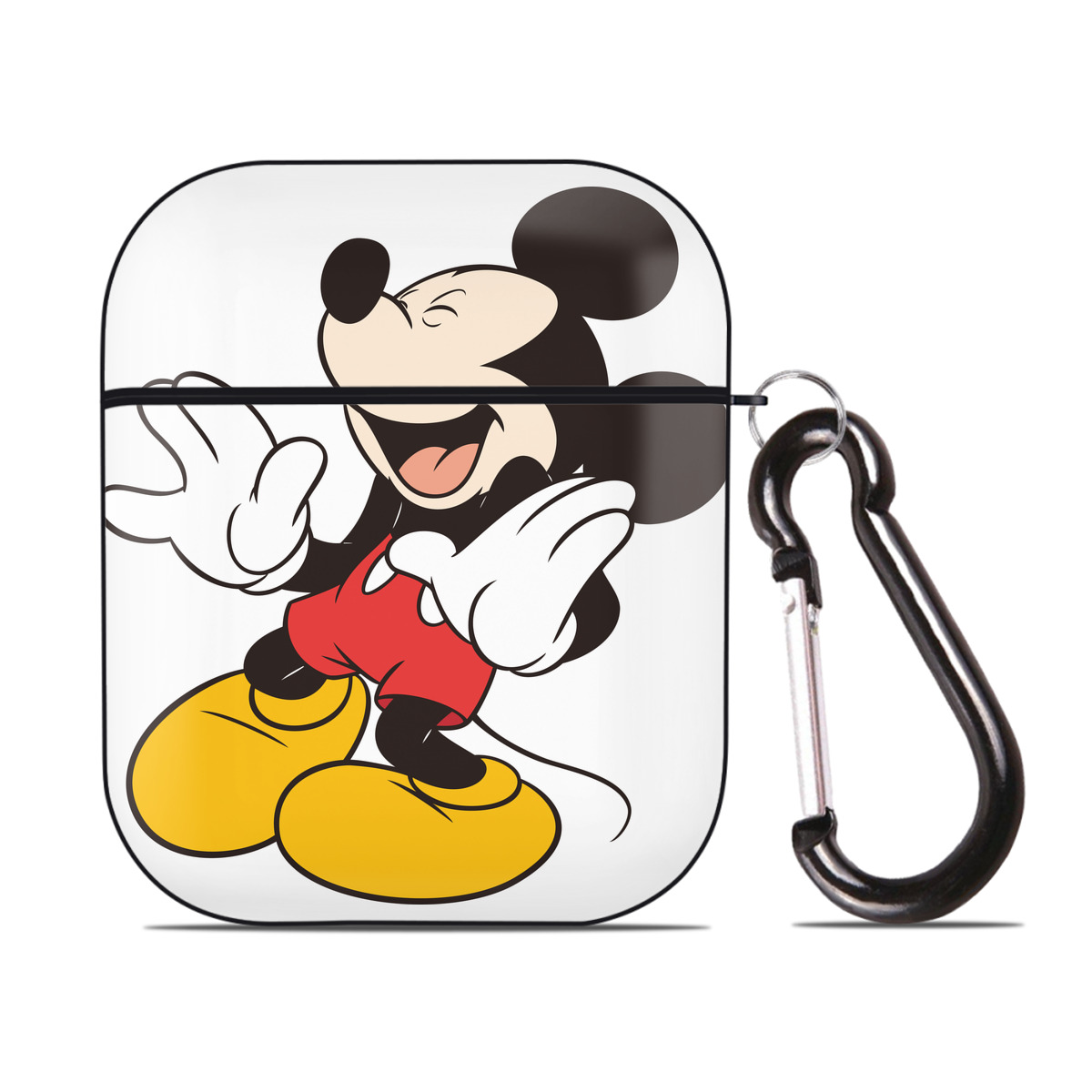 （画像用） ミッキーマウス Mickey Mouse AirPods 第2世代保護ケース ハードシェル ブラック 耐衝撃・防指紋・カラビナ付き