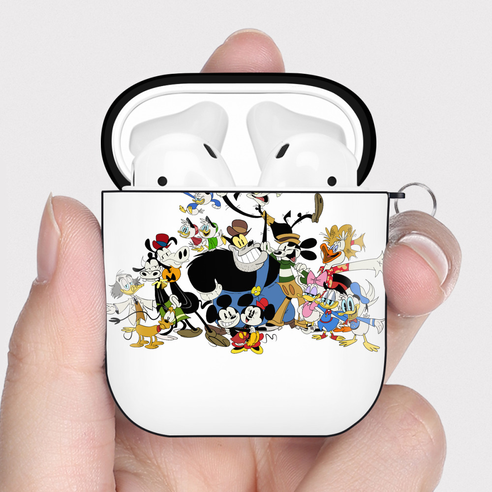 （画像用） ミッキーマウス Mickey Mouse AirPods 第2世代保護ケース ハードシェル ブラック 耐衝撃・防指紋・カラビナ付き