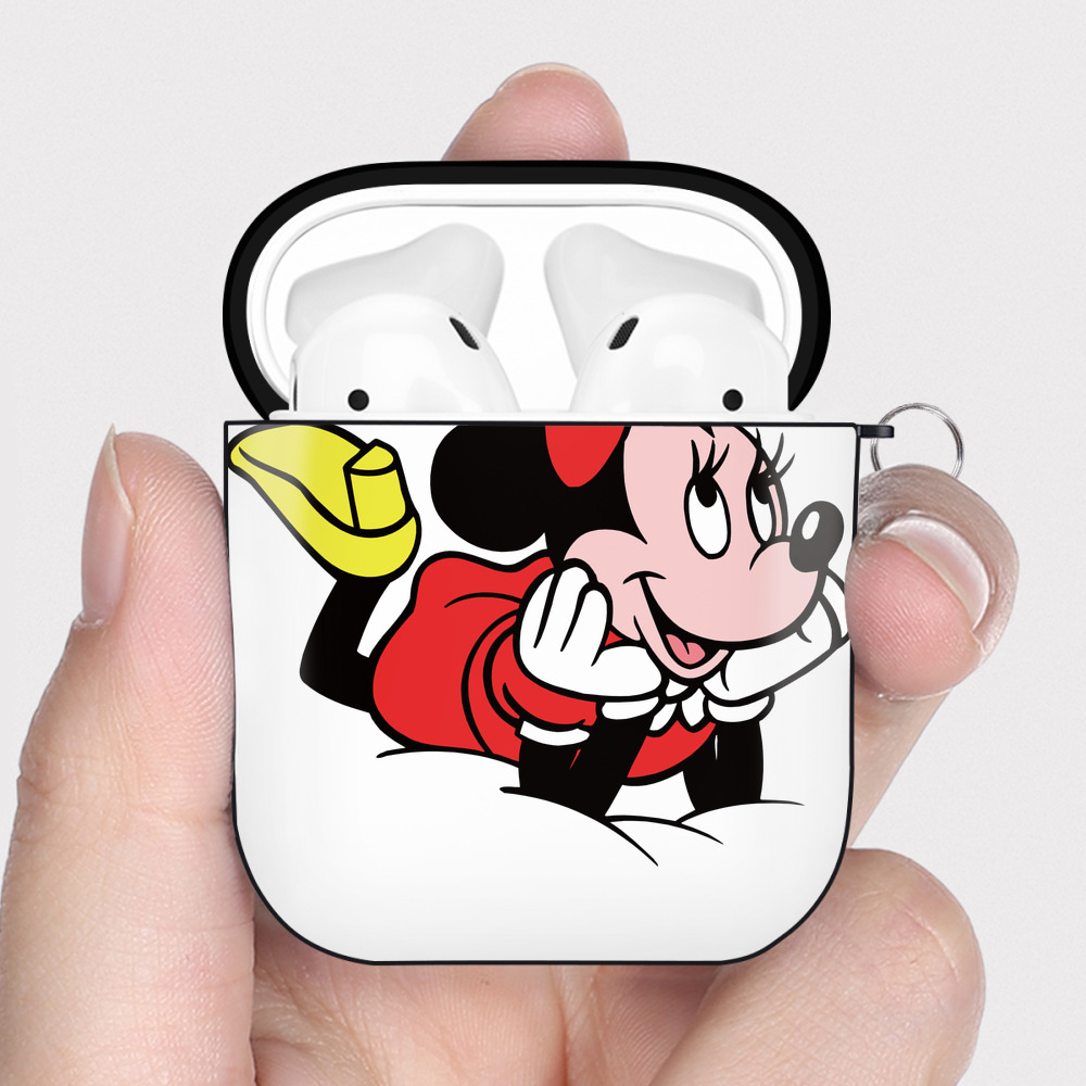 （画像用） ミッキーマウス Mickey Mouse AirPods 第2世代保護ケース ハードシェル ブラック 耐衝撃・防指紋・カラビナ付き