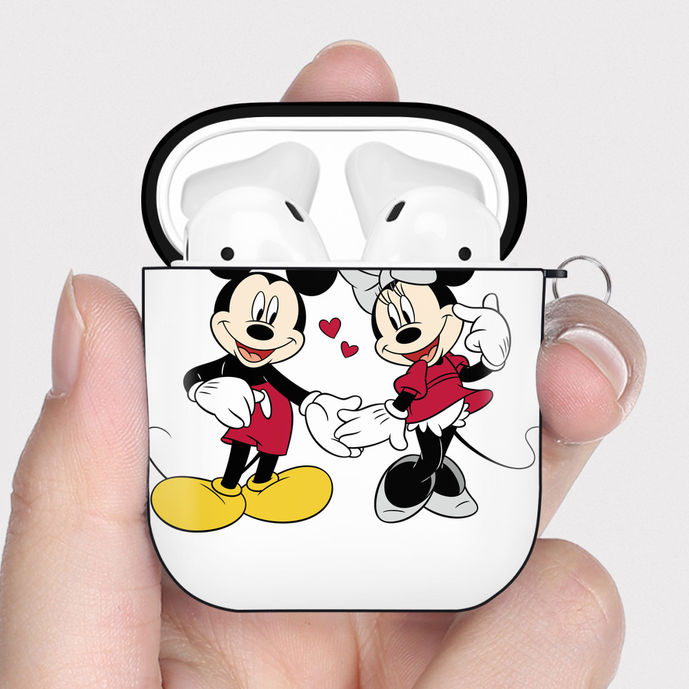 （画像用） ミッキーマウス Mickey Mouse AirPods 第2世代保護ケース ハードシェル ブラック 耐衝撃・防指紋・カラビナ付き
