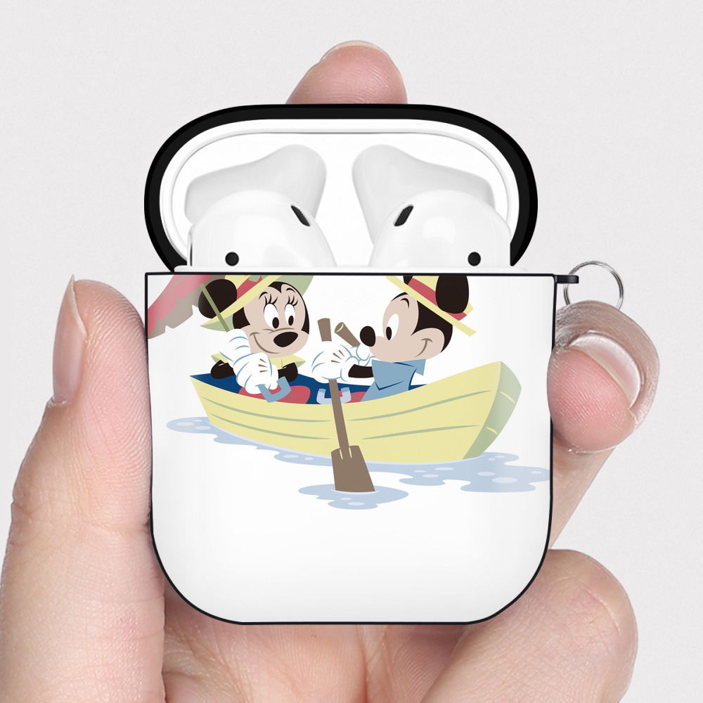 （画像用） ミッキーマウス Mickey Mouse AirPods 第2世代保護ケース ハードシェル ブラック 耐衝撃・防指紋・カラビナ付き