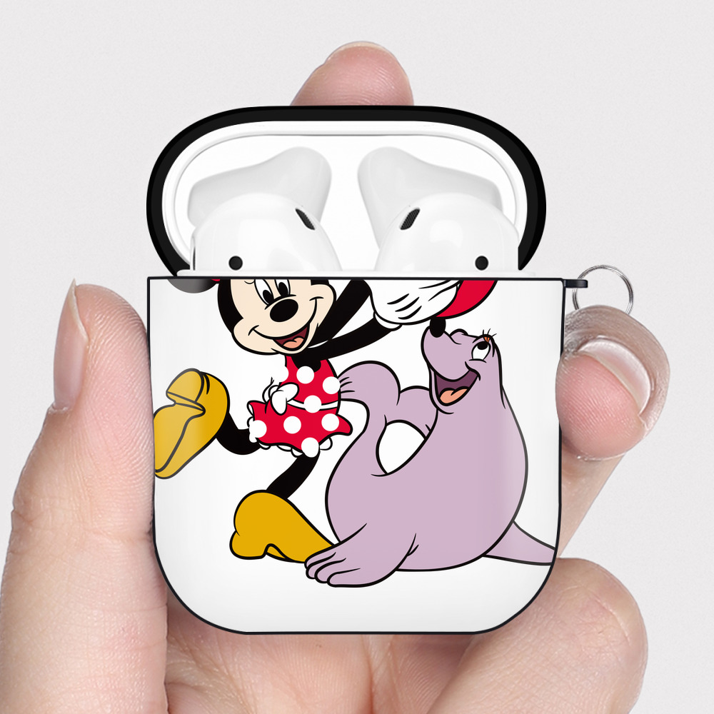 （画像用） ミッキーマウス Mickey Mouse AirPods 第2世代保護ケース ハードシェル ブラック 耐衝撃・防指紋・カラビナ付き