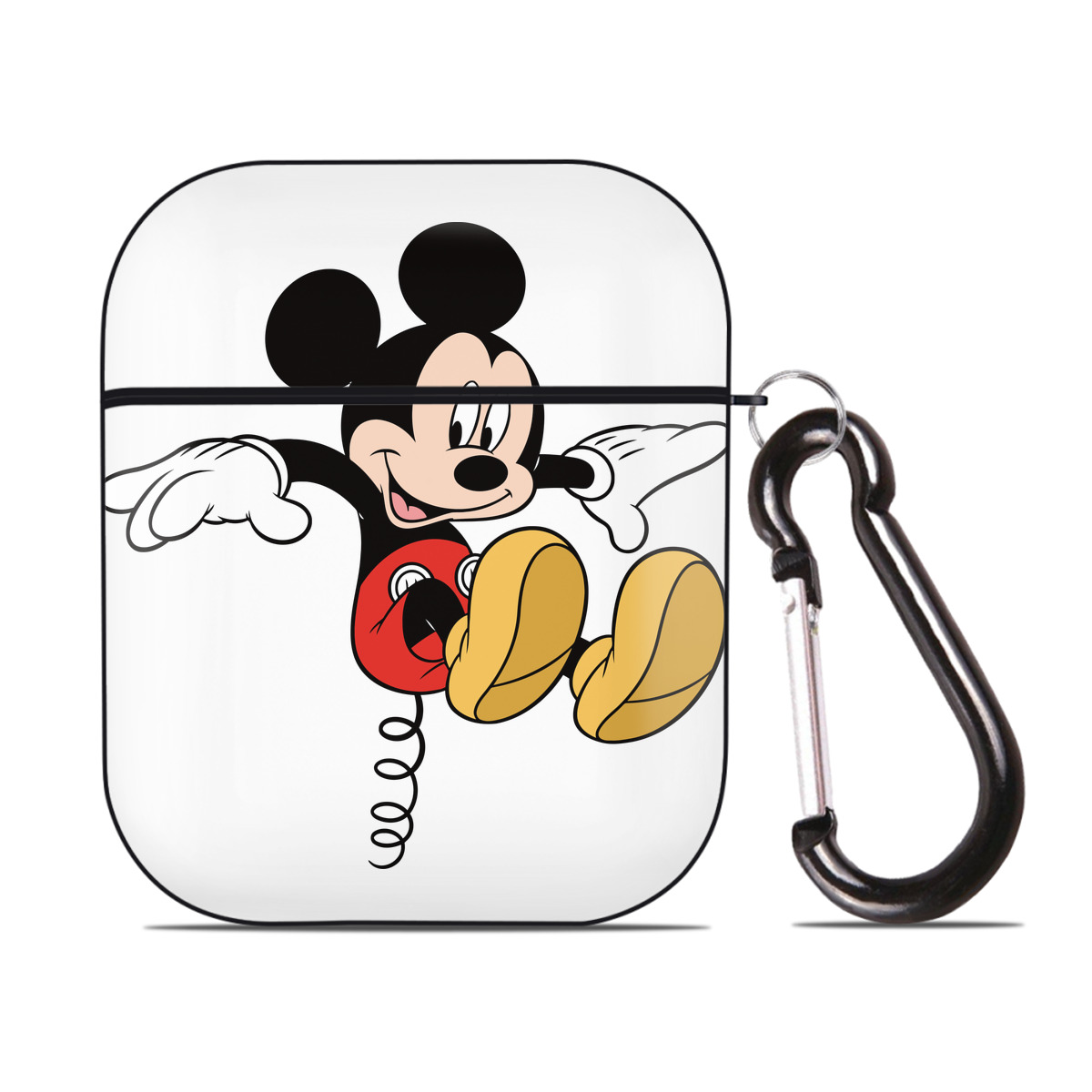 （画像用） ミッキーマウス Mickey Mouse AirPods 第2世代保護ケース ハードシェル ブラック 耐衝撃・防指紋・カラビナ付き