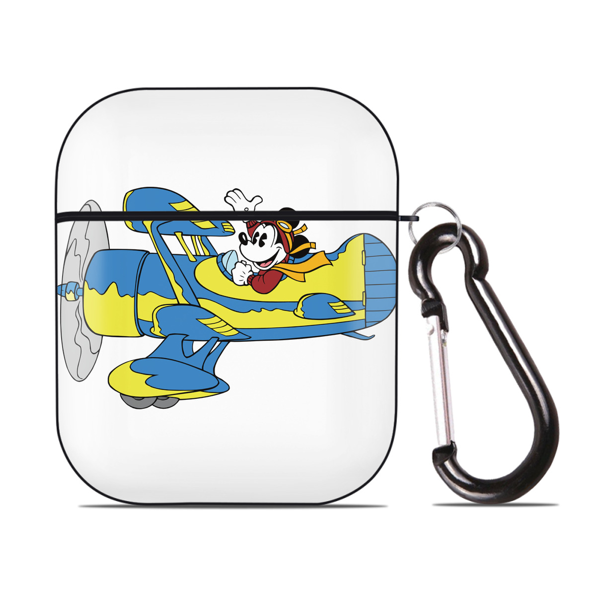 （画像用） ミッキーマウス Mickey Mouse AirPods 第2世代保護ケース ハードシェル ブラック 耐衝撃・防指紋・カラビナ付き
