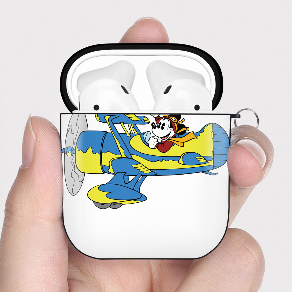 （画像用） ミッキーマウス Mickey Mouse AirPods 第2世代保護ケース ハードシェル ブラック 耐衝撃・防指紋・カラビナ付き