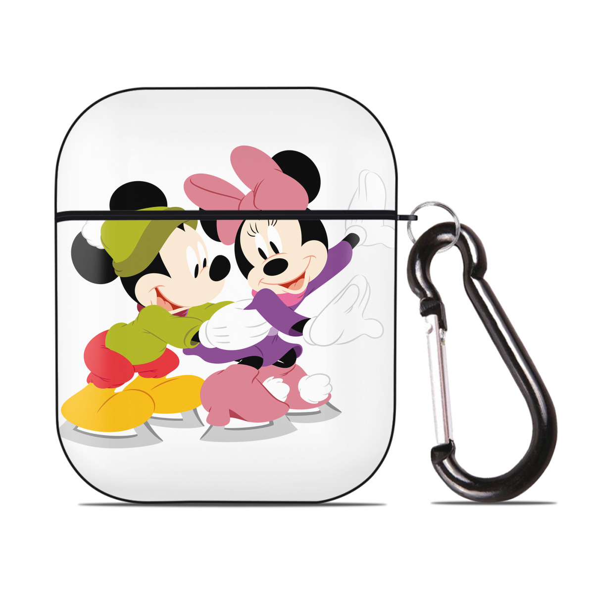 （画像用） ミッキーマウス Mickey Mouse AirPods 第2世代保護ケース ハードシェル ブラック 耐衝撃・防指紋・カラビナ付き