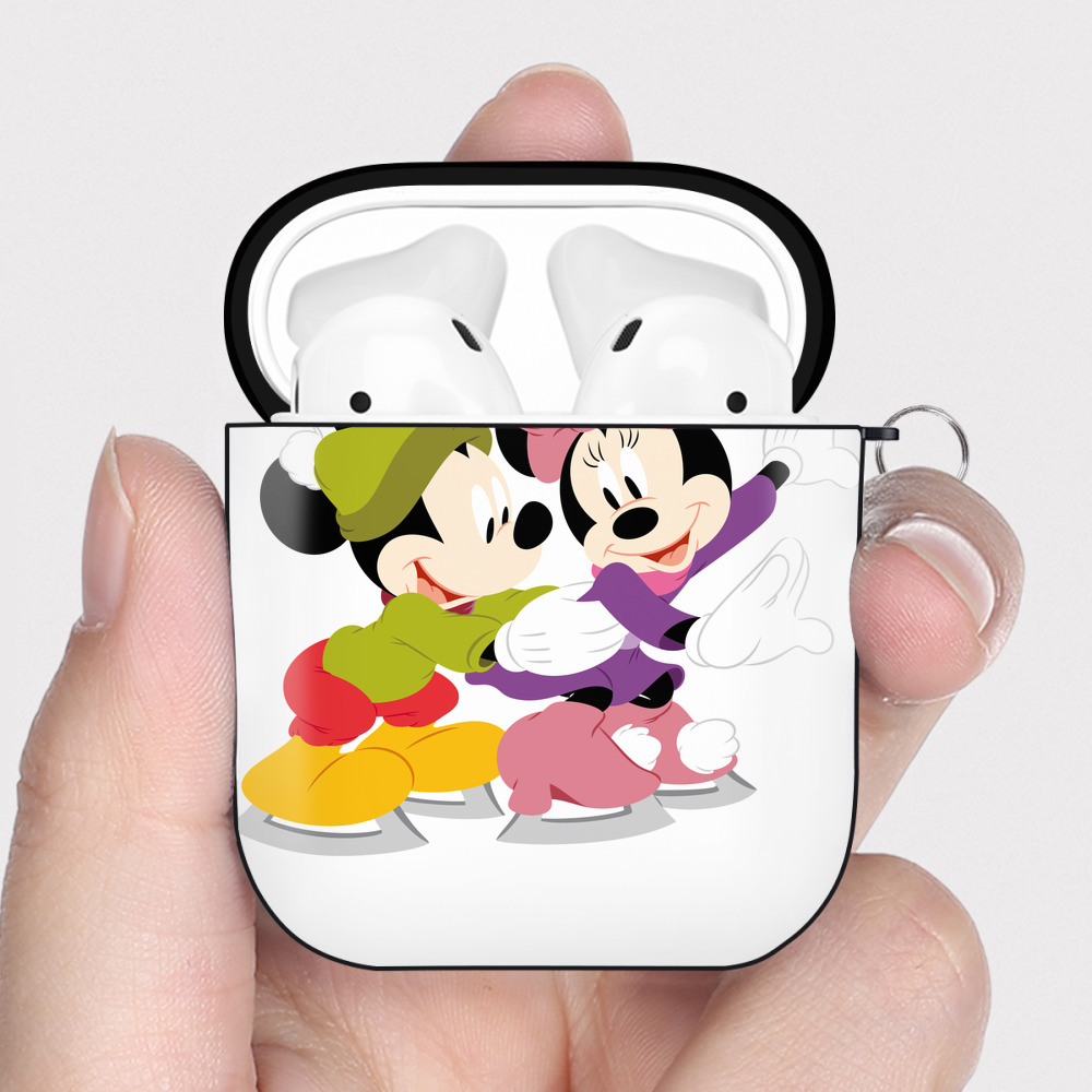 （画像用） ミッキーマウス Mickey Mouse AirPods 第2世代保護ケース ハードシェル ブラック 耐衝撃・防指紋・カラビナ付き