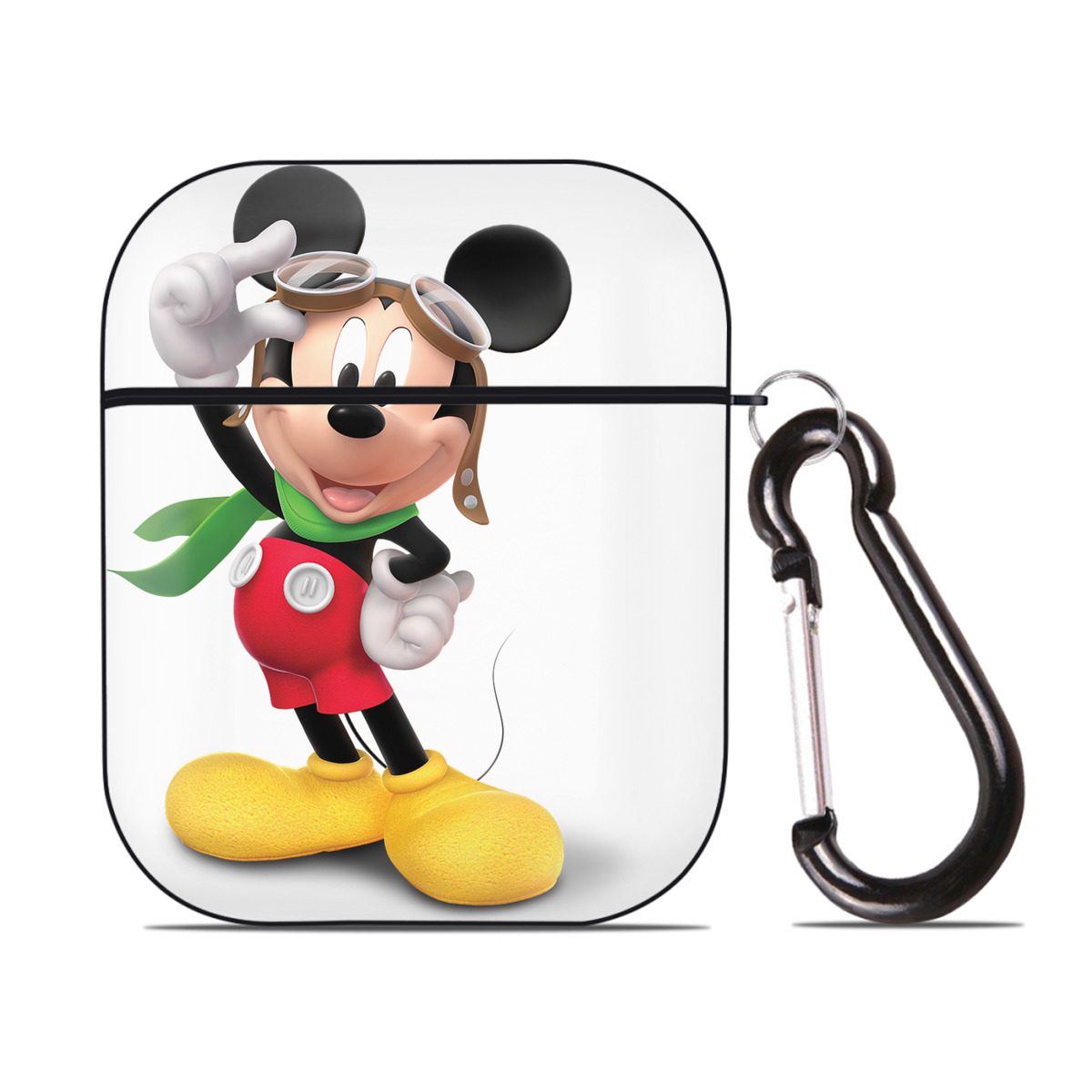 （画像用） ミッキーマウス Mickey Mouse AirPods 第2世代保護ケース ハードシェル ブラック 耐衝撃・防指紋・カラビナ付き