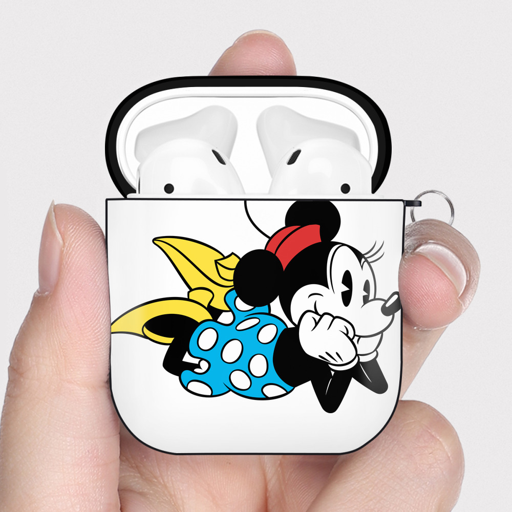 （画像用） ミッキーマウス Mickey Mouse AirPods 第2世代保護ケース ハードシェル ブラック 耐衝撃・防指紋・カラビナ付き