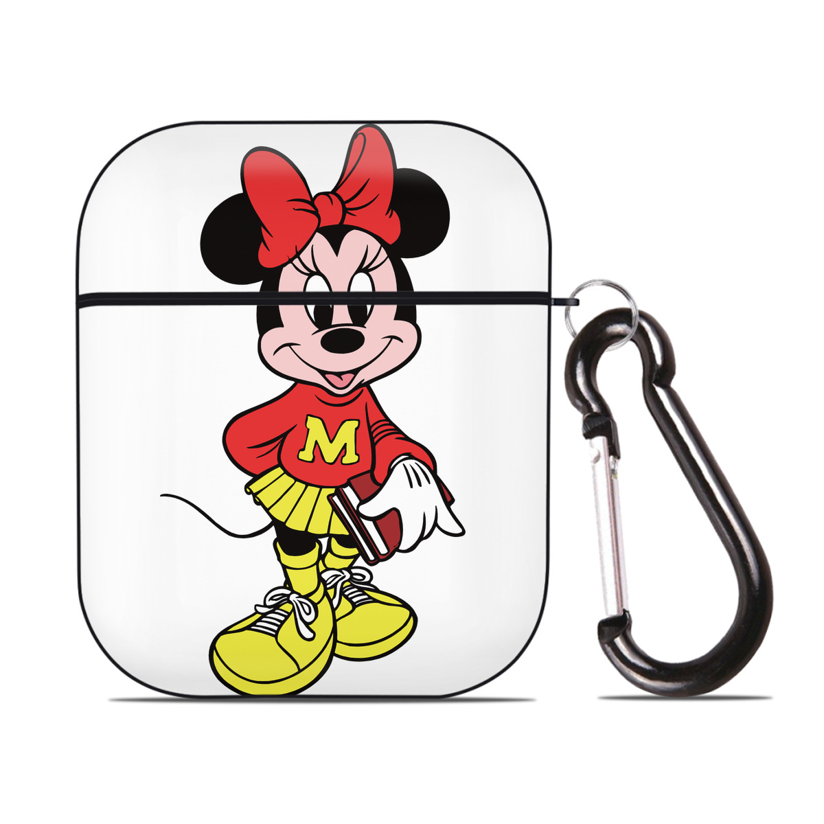 （画像用） ミッキーマウス Mickey Mouse AirPods 第2世代保護ケース ハードシェル ブラック 耐衝撃・防指紋・カラビナ付き