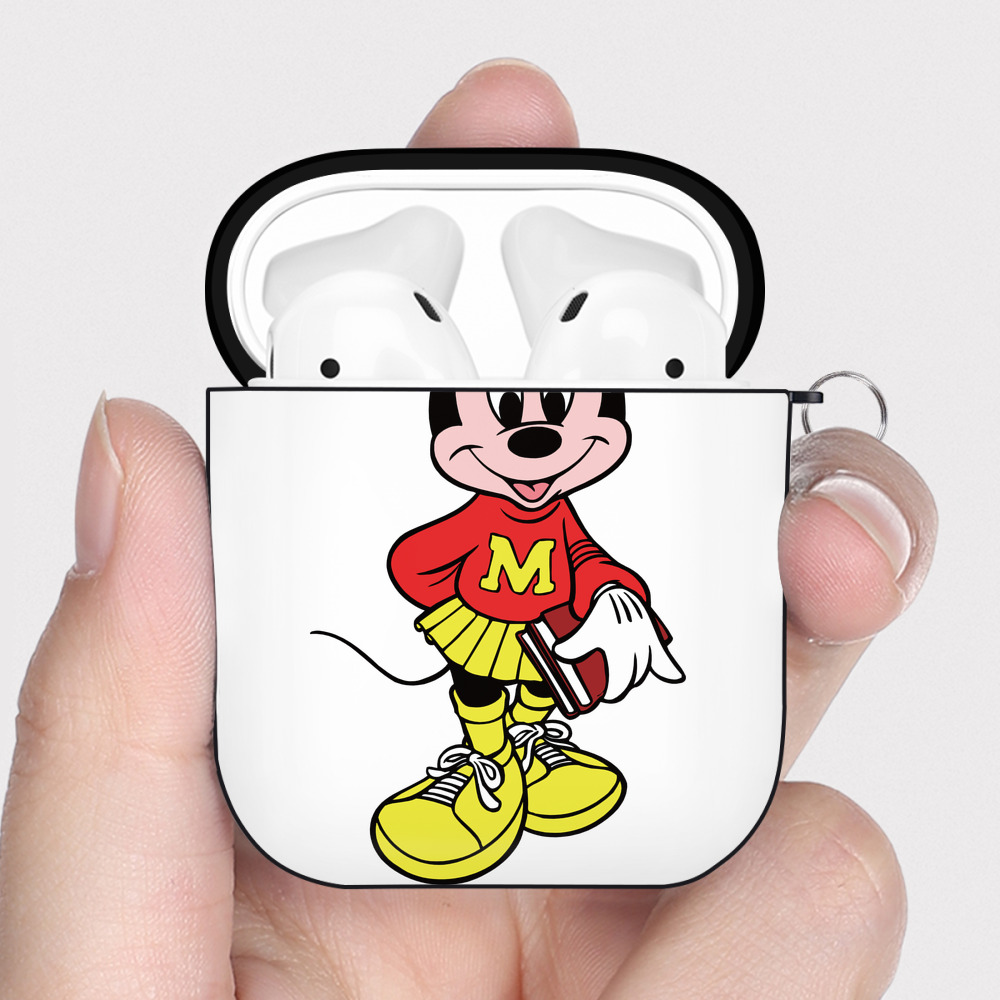 （画像用） ミッキーマウス Mickey Mouse AirPods 第2世代保護ケース ハードシェル ブラック 耐衝撃・防指紋・カラビナ付き