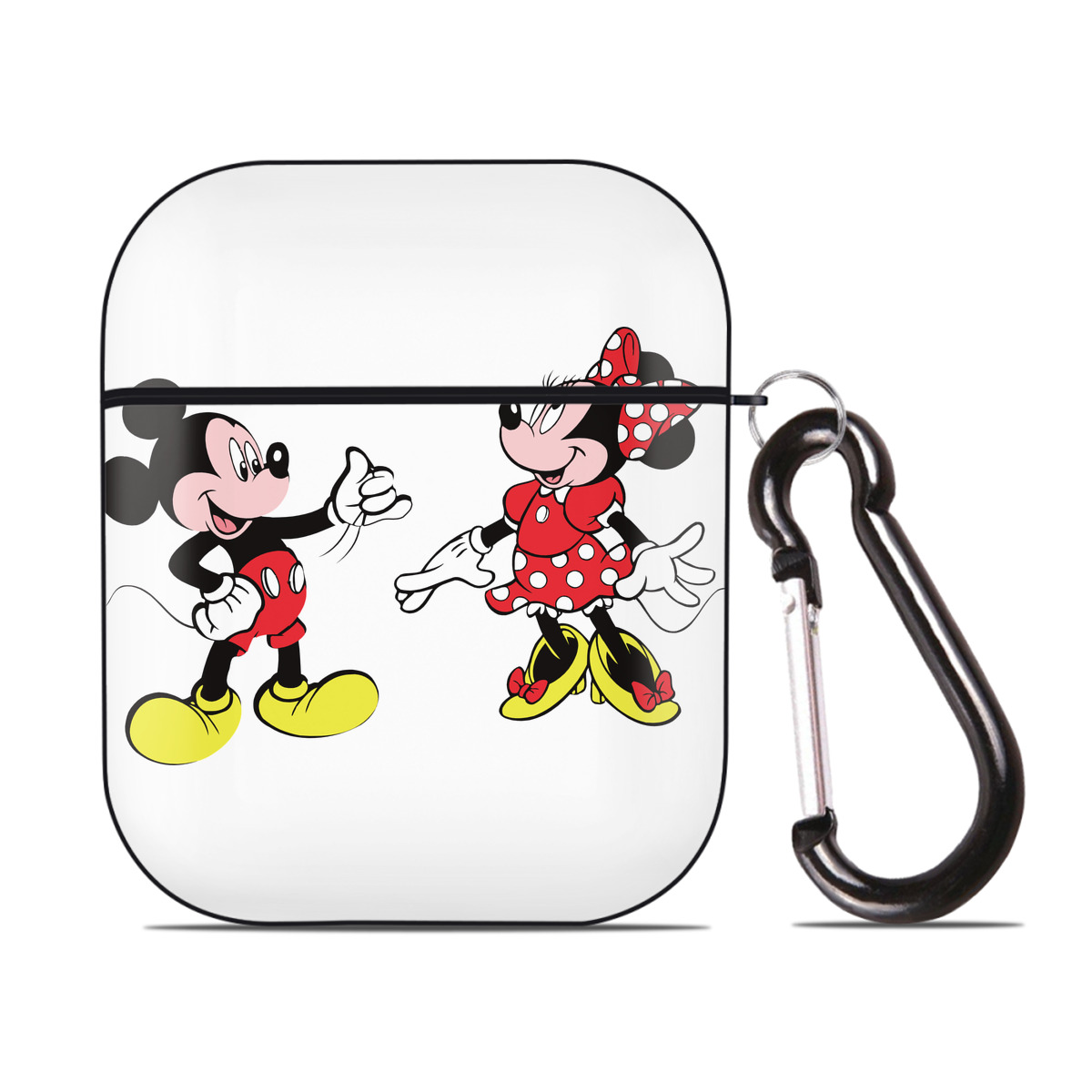 （画像用） ミッキーマウス Mickey Mouse AirPods 第2世代保護ケース ハードシェル ブラック 耐衝撃・防指紋・カラビナ付き