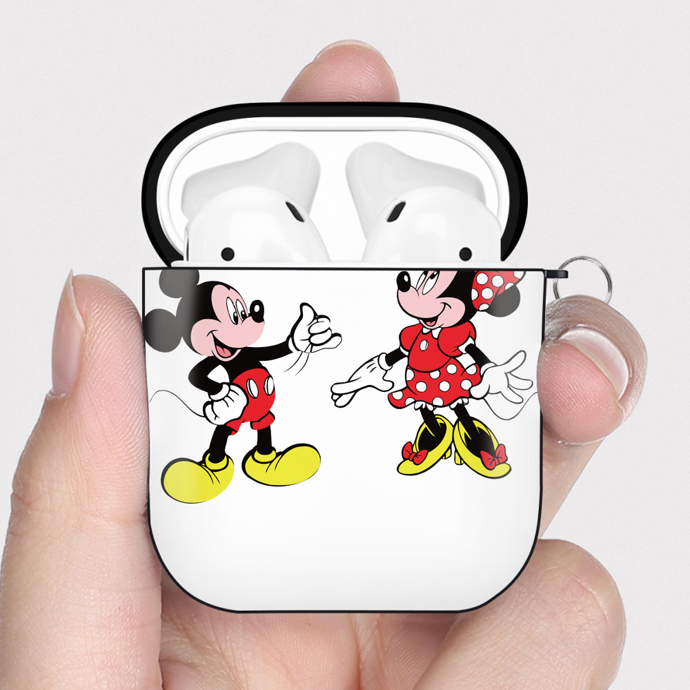 （画像用） ミッキーマウス Mickey Mouse AirPods 第2世代保護ケース ハードシェル ブラック 耐衝撃・防指紋・カラビナ付き
