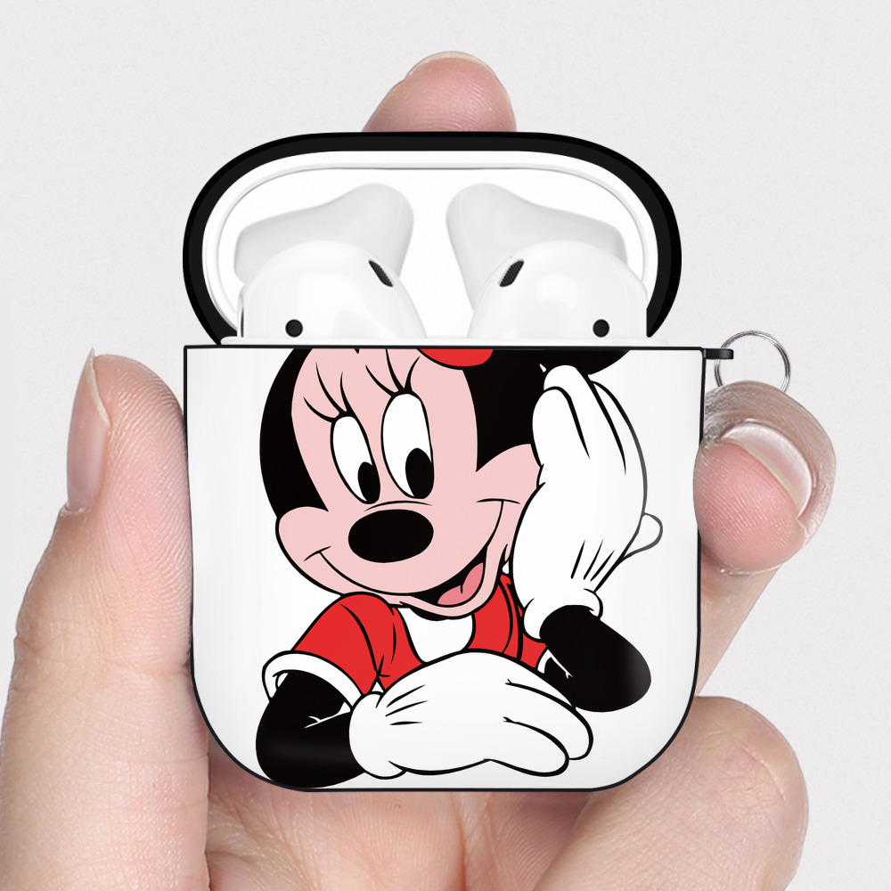 （画像用） ミッキーマウス Mickey Mouse AirPods 第2世代保護ケース ハードシェル ブラック 耐衝撃・防指紋・カラビナ付き