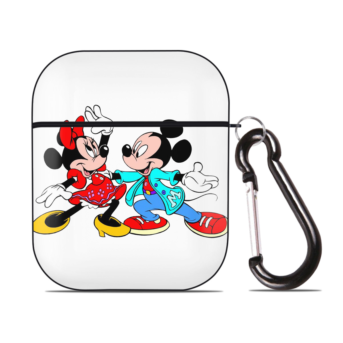 （画像用） ミッキーマウス Mickey Mouse AirPods 第2世代保護ケース ハードシェル ブラック 耐衝撃・防指紋・カラビナ付き