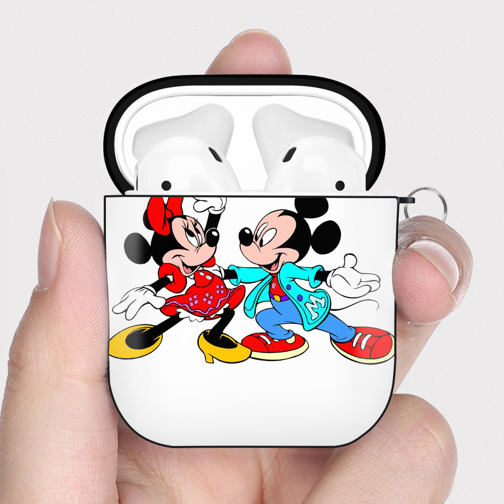 （画像用） ミッキーマウス Mickey Mouse AirPods 第2世代保護ケース ハードシェル ブラック 耐衝撃・防指紋・カラビナ付き