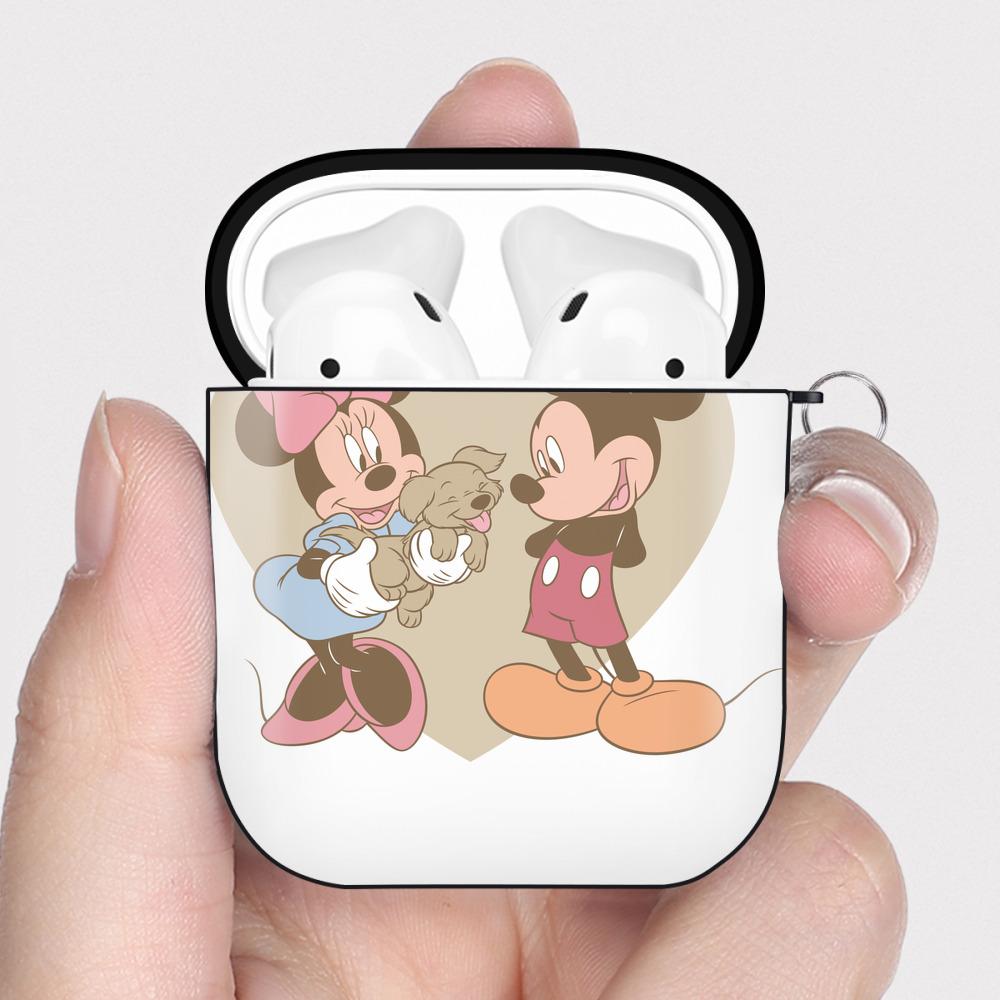 （画像用） ミッキーマウス Mickey Mouse AirPods 第2世代保護ケース ハードシェル ブラック 耐衝撃・防指紋・カラビナ付き