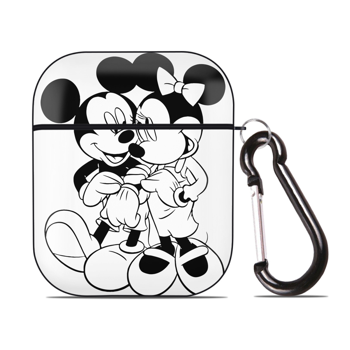 （画像用） ミッキーマウス Mickey Mouse AirPods 第2世代保護ケース ハードシェル ブラック 耐衝撃・防指紋・カラビナ付き