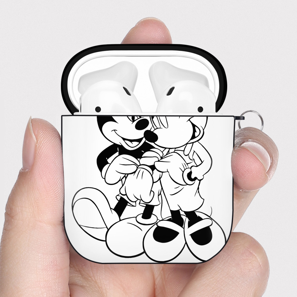 （画像用） ミッキーマウス Mickey Mouse AirPods 第2世代保護ケース ハードシェル ブラック 耐衝撃・防指紋・カラビナ付き