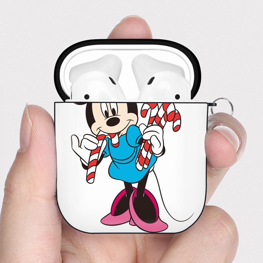 （画像用） ミッキーマウス Mickey Mouse AirPods 第2世代保護ケース ハードシェル ブラック 耐衝撃・防指紋・カラビナ付き
