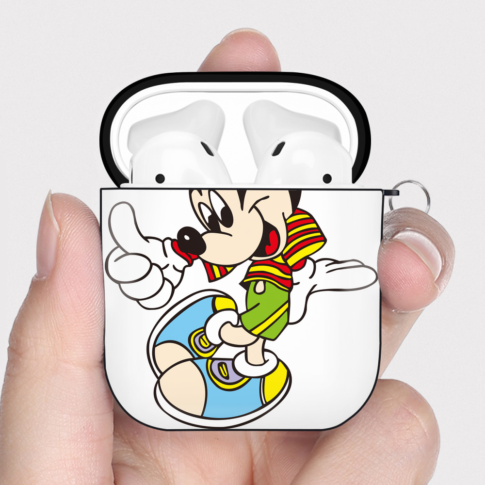 （画像用） ミッキーマウス Mickey Mouse AirPods 第2世代保護ケース ハードシェル ブラック 耐衝撃・防指紋・カラビナ付き