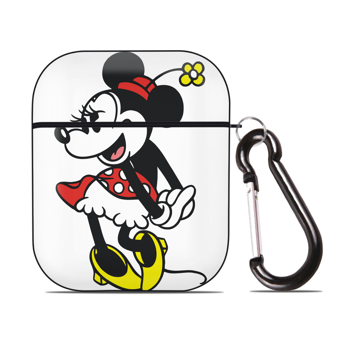 （画像用） ミッキーマウス Mickey Mouse AirPods 第2世代保護ケース ハードシェル ブラック 耐衝撃・防指紋・カラビナ付き