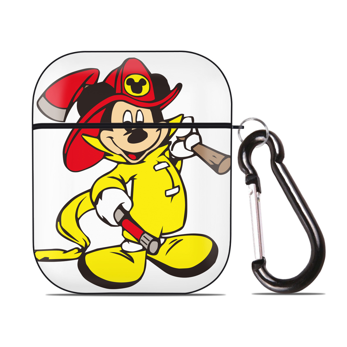 （画像用） ミッキーマウス Mickey Mouse AirPods 第2世代保護ケース ハードシェル ブラック 耐衝撃・防指紋・カラビナ付き