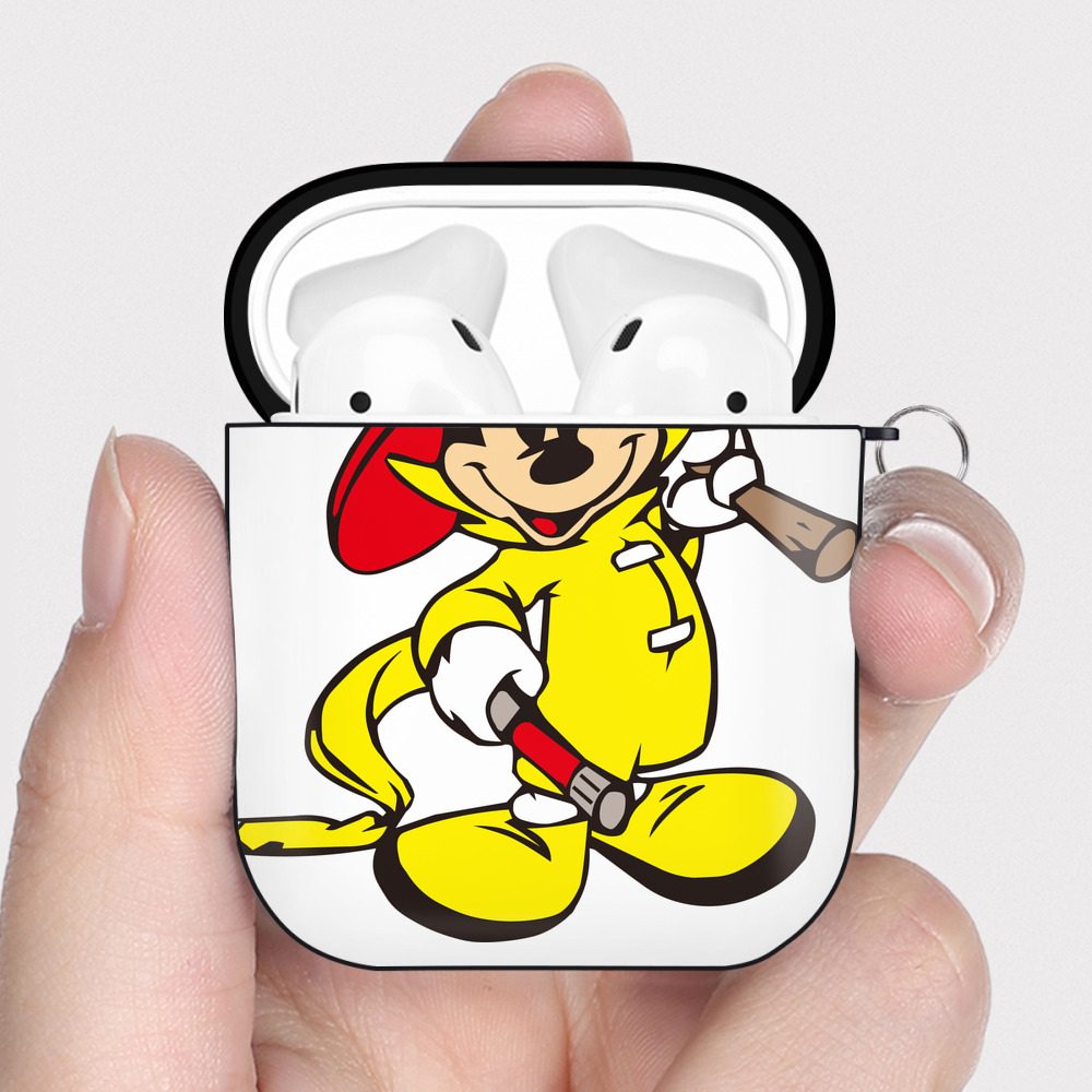 （画像用） ミッキーマウス Mickey Mouse AirPods 第2世代保護ケース ハードシェル ブラック 耐衝撃・防指紋・カラビナ付き