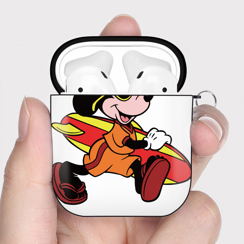 （画像用） ミッキーマウス Mickey Mouse AirPods 第2世代保護ケース ハードシェル ブラック 耐衝撃・防指紋・カラビナ付き