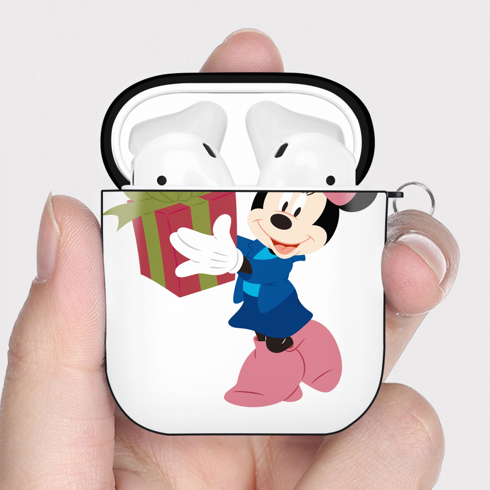 （画像用） ミッキーマウス Mickey Mouse AirPods 第2世代保護ケース ハードシェル ブラック 耐衝撃・防指紋・カラビナ付き