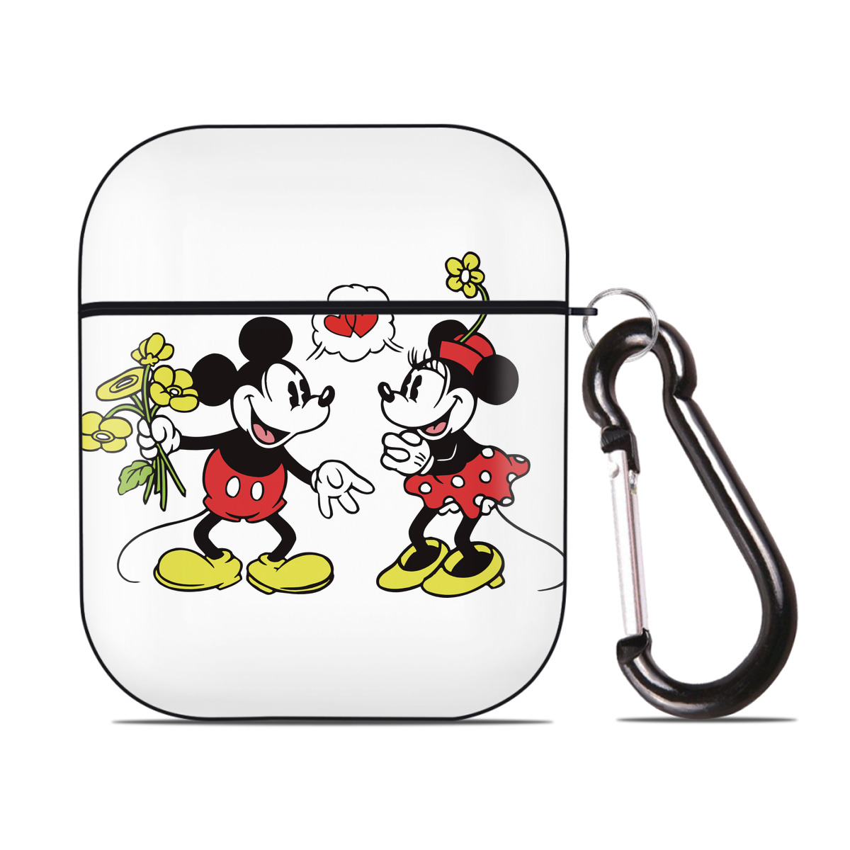 （画像用） ミッキーマウス Mickey Mouse AirPods 第2世代保護ケース ハードシェル ブラック 耐衝撃・防指紋・カラビナ付き