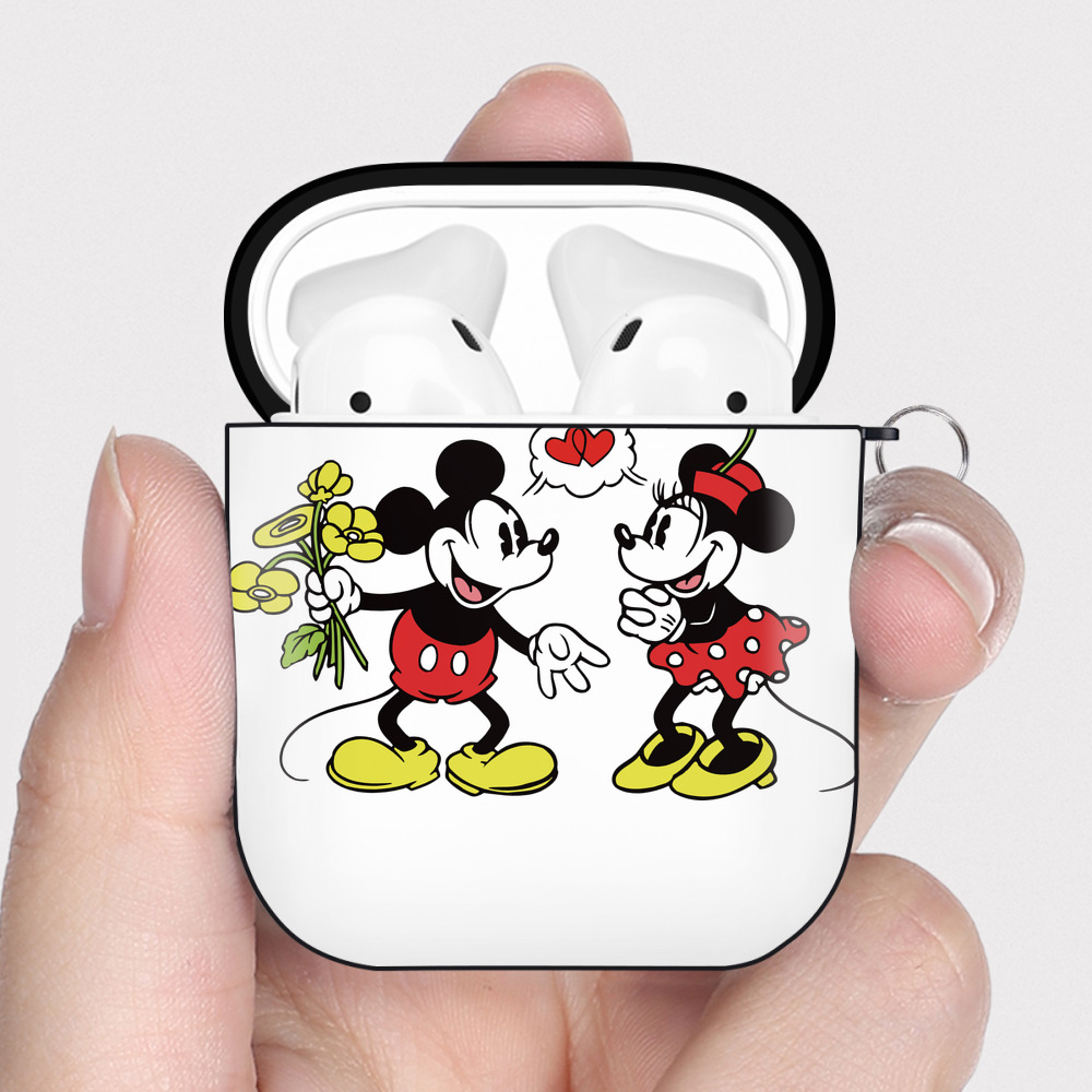 （画像用） ミッキーマウス Mickey Mouse AirPods 第2世代保護ケース ハードシェル ブラック 耐衝撃・防指紋・カラビナ付き