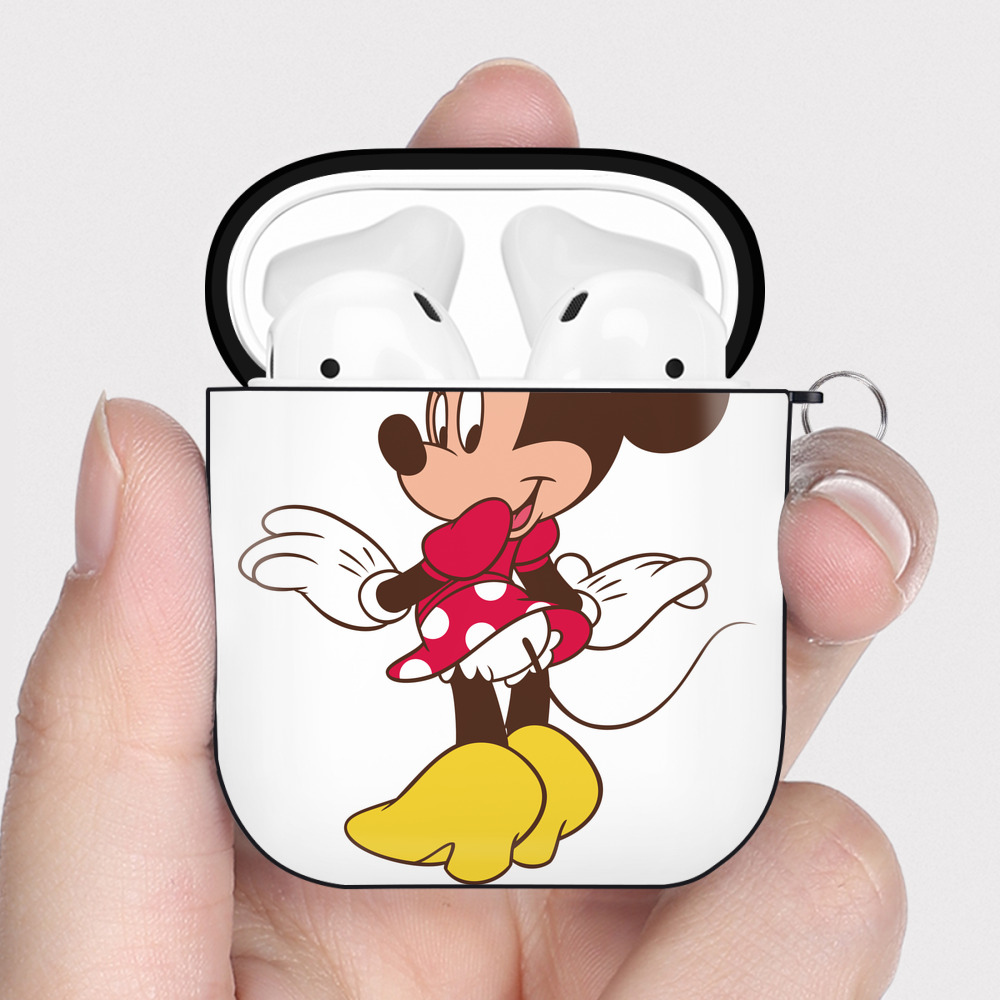 （画像用） ミッキーマウス Mickey Mouse AirPods 第2世代保護ケース ハードシェル ブラック 耐衝撃・防指紋・カラビナ付き