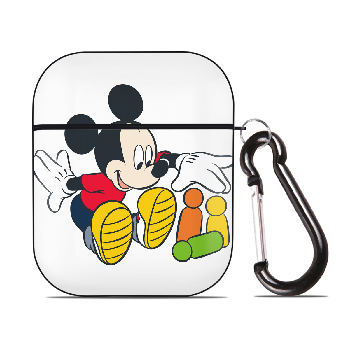 （画像用） ミッキーマウス Mickey Mouse AirPods 第2世代保護ケース ハードシェル ブラック 耐衝撃・防指紋・カラビナ付き