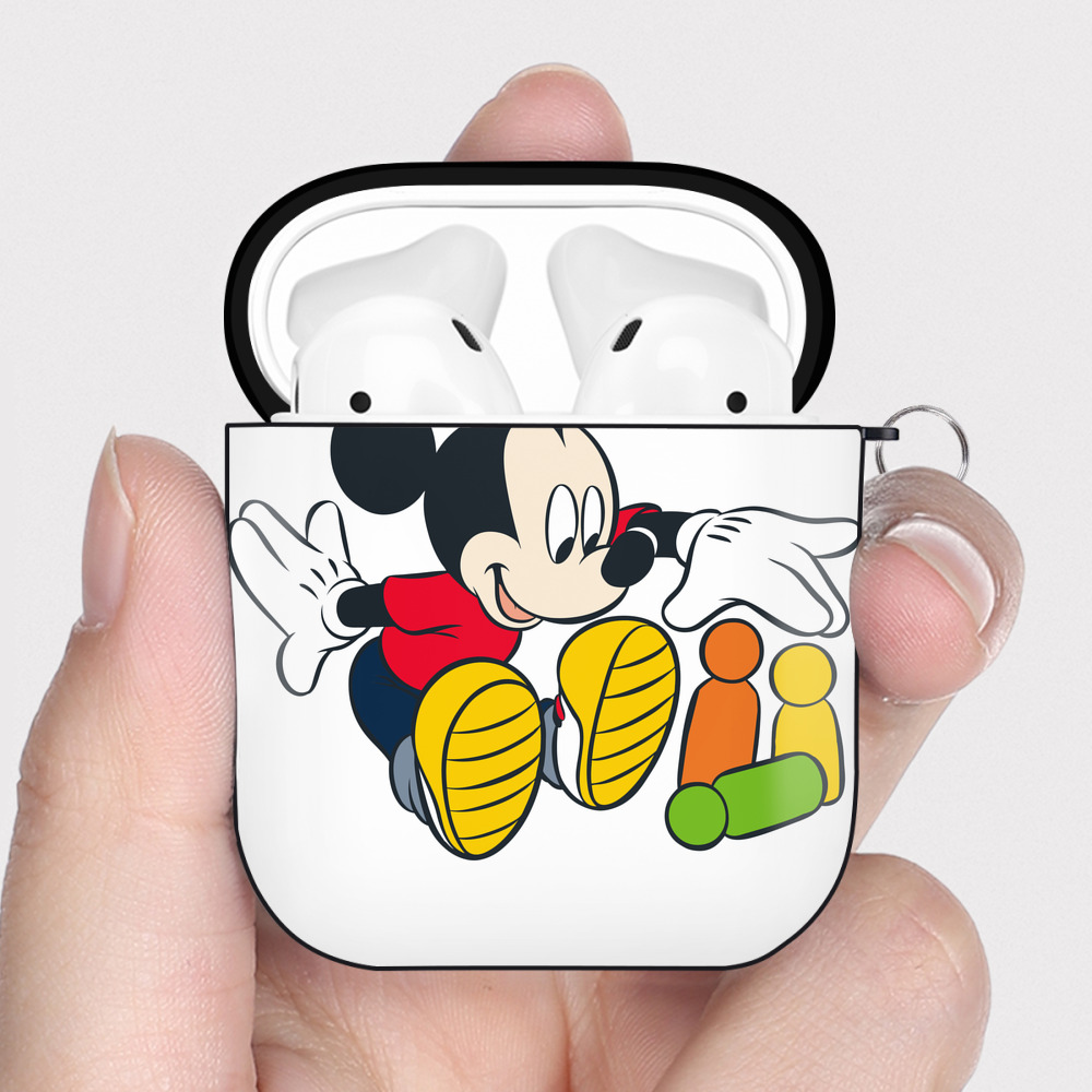 （画像用） ミッキーマウス Mickey Mouse AirPods 第2世代保護ケース ハードシェル ブラック 耐衝撃・防指紋・カラビナ付き