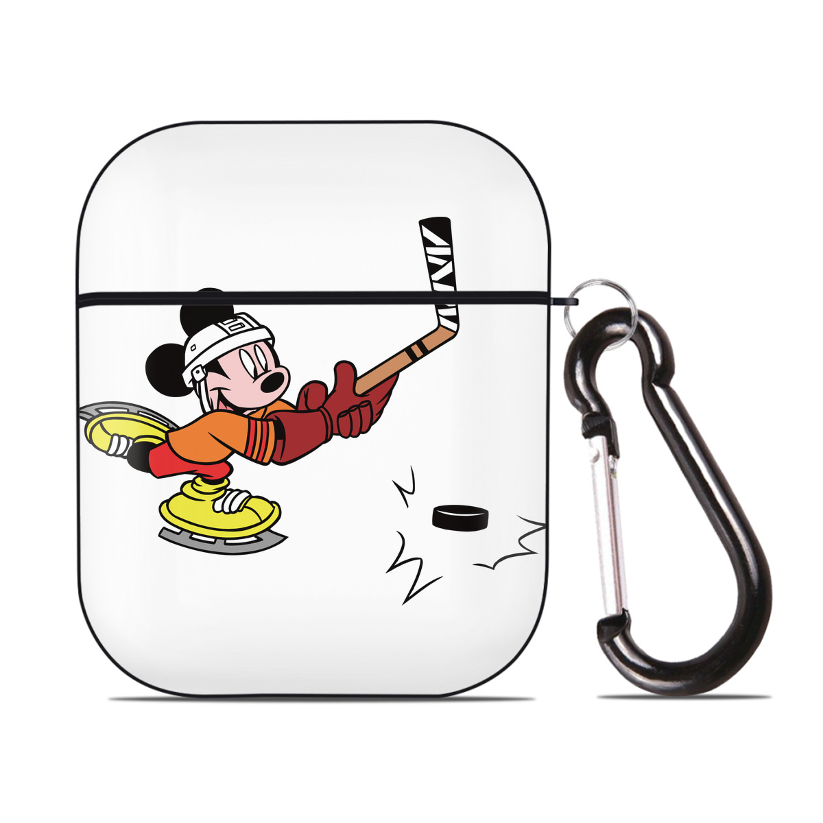 （画像用） ミッキーマウス Mickey Mouse AirPods 第2世代保護ケース ハードシェル ブラック 耐衝撃・防指紋・カラビナ付き