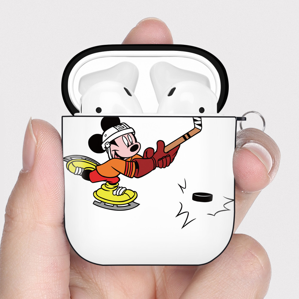 （画像用） ミッキーマウス Mickey Mouse AirPods 第2世代保護ケース ハードシェル ブラック 耐衝撃・防指紋・カラビナ付き