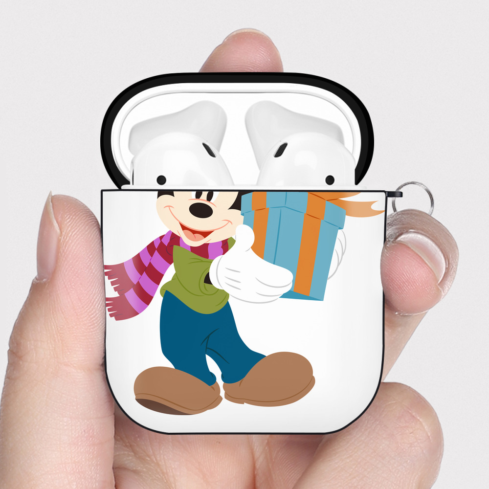 （画像用） ミッキーマウス Mickey Mouse AirPods 第2世代保護ケース ハードシェル ブラック 耐衝撃・防指紋・カラビナ付き