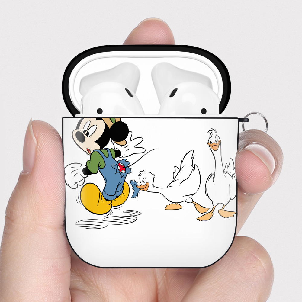 （画像用） ミッキーマウス Mickey Mouse AirPods 第2世代保護ケース ハードシェル ブラック 耐衝撃・防指紋・カラビナ付き