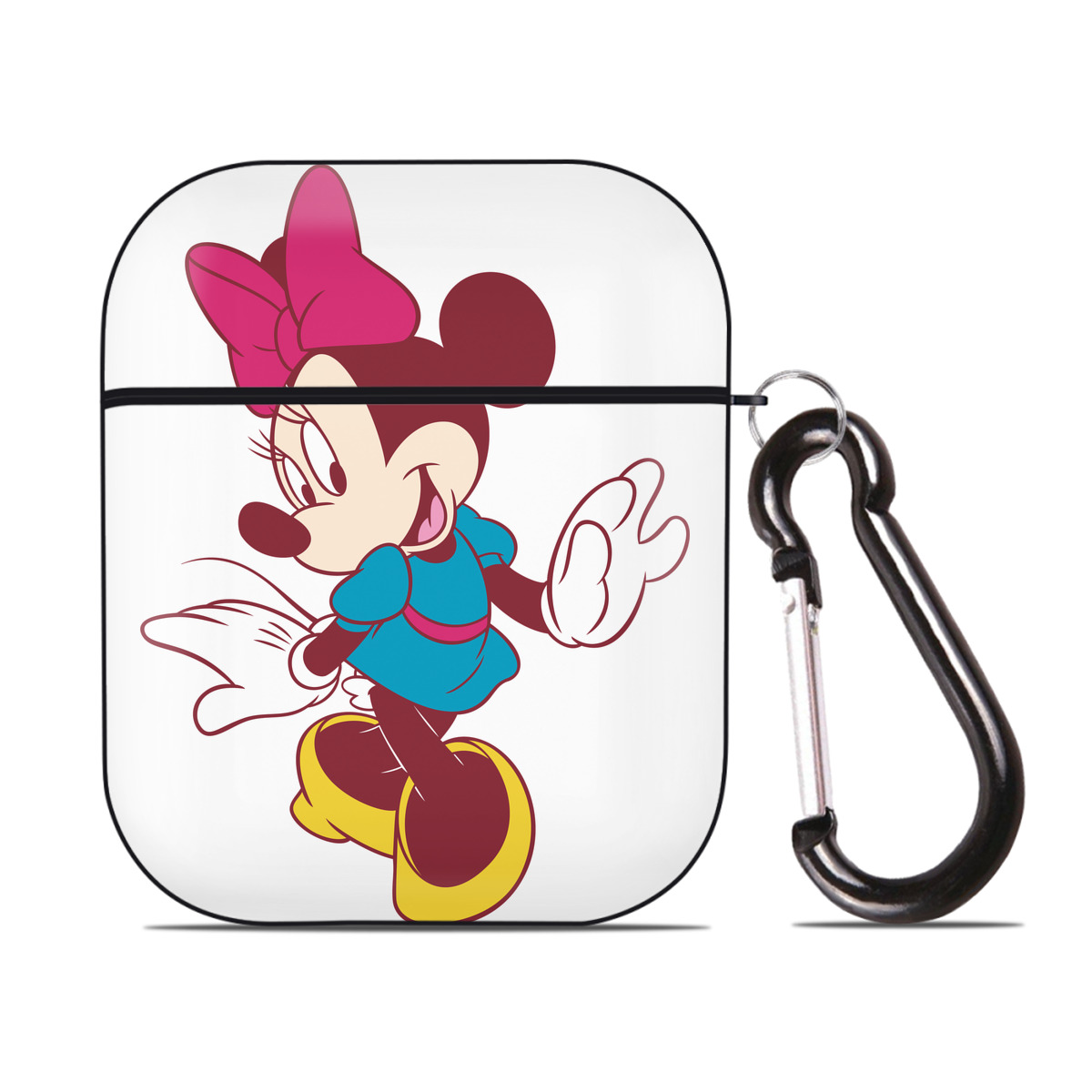 （画像用） ミッキーマウス Mickey Mouse AirPods 第2世代保護ケース ハードシェル ブラック 耐衝撃・防指紋・カラビナ付き
