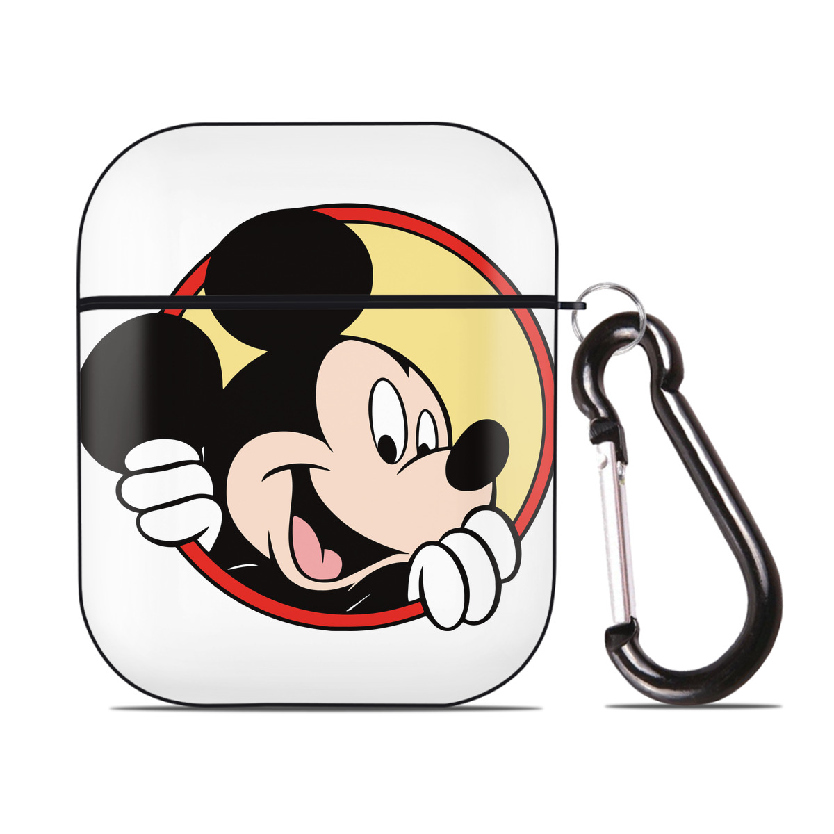 （画像用） ミッキーマウス Mickey Mouse AirPods 第2世代保護ケース ハードシェル ブラック 耐衝撃・防指紋・カラビナ付き
