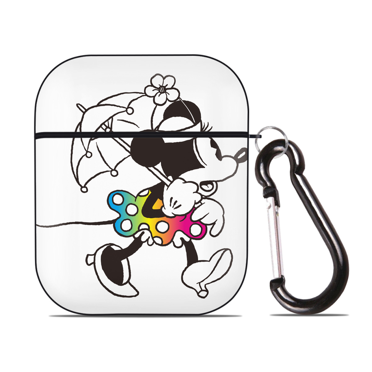 （画像用） ミッキーマウス Mickey Mouse AirPods 第2世代保護ケース ハードシェル ブラック 耐衝撃・防指紋・カラビナ付き