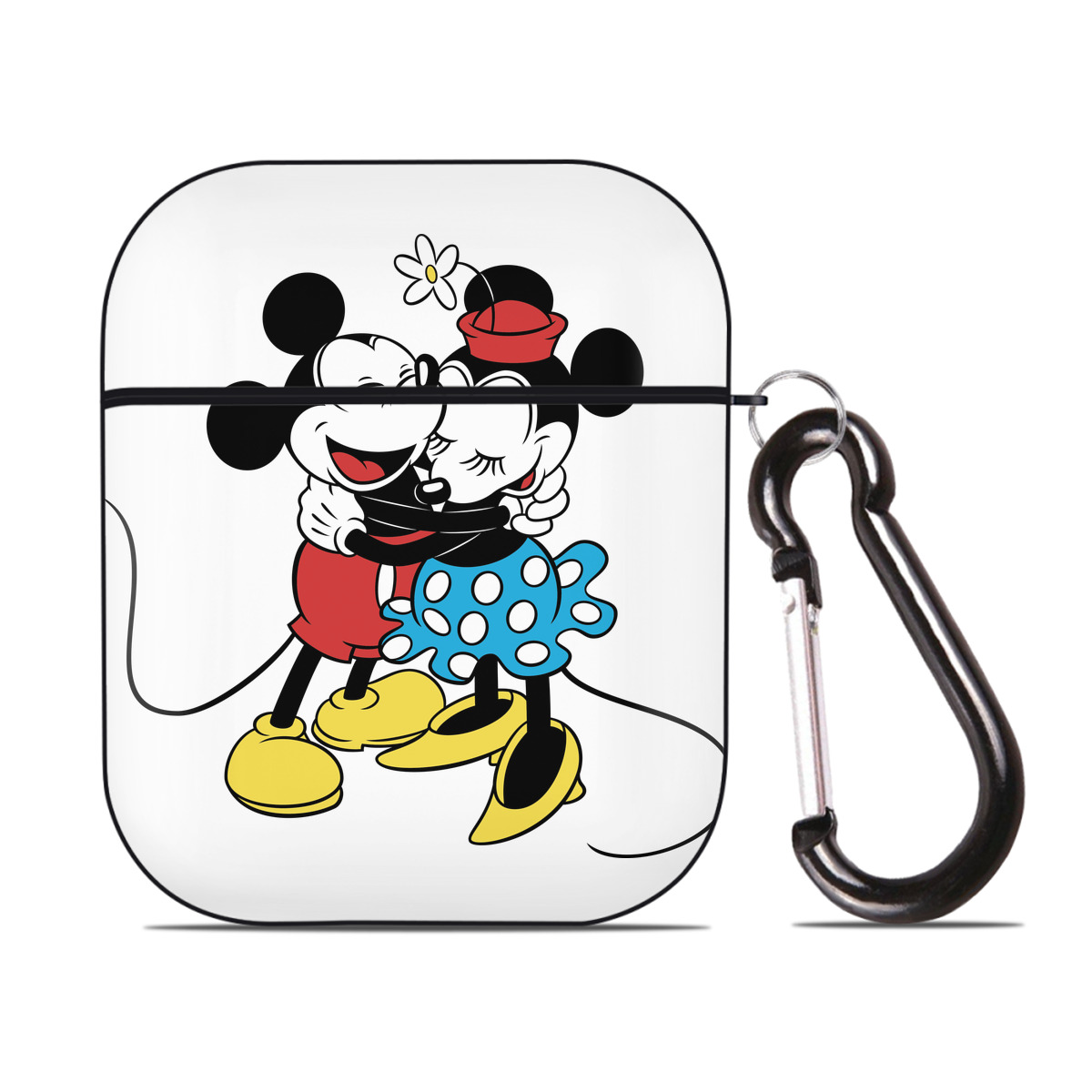 （画像用） ミッキーマウス Mickey Mouse AirPods 第2世代保護ケース ハードシェル ブラック 耐衝撃・防指紋・カラビナ付き